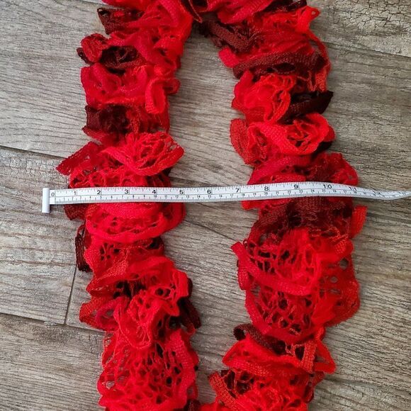 BOGO Scarf Sale - Hand Crafted crochet red ruffle scarf - Picture 6 of 6
